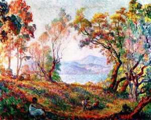 Girl in the Forest by Henri Lebasque Oil Painting