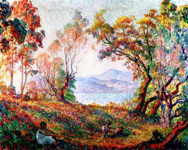 Main Product Photo of Girl in the Forest Painting by Henri Lebasque