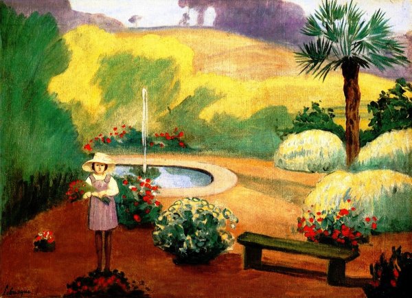 Girl near the Fountain by Henri Lebasque - Hand-Painted Oil Painting Reproduction