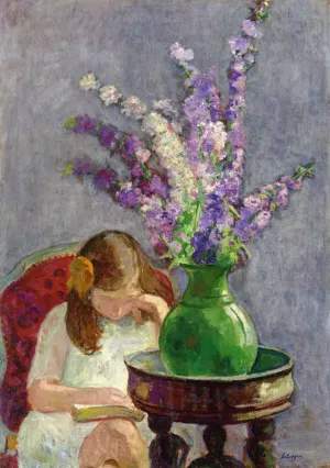 Girl with Flowers by Henri Lebasque Oil Painting