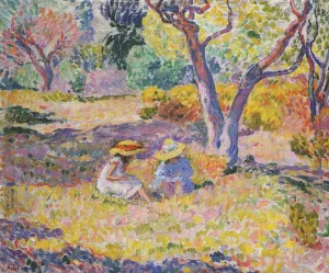 Girls Among Olive Trees by Henri Lebasque - Oil Painting Reproduction