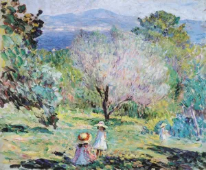 Girls in a Landscape in Cannes by Henri Lebasque - Oil Painting Reproduction