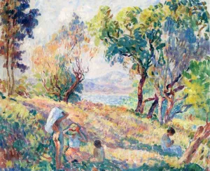Girls in a Landscape near St. Tropez by Henri Lebasque - Oil Painting Reproduction