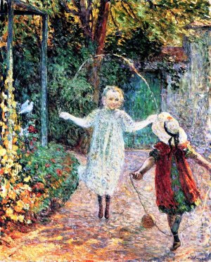 Girls Playing in the Garden by Henri Lebasque Oil Painting