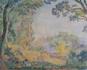 In a Field Near the Sea by Henri Lebasque Oil Painting