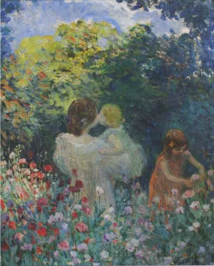 In the Flowers by Henri Lebasque - Oil Painting Reproduction
