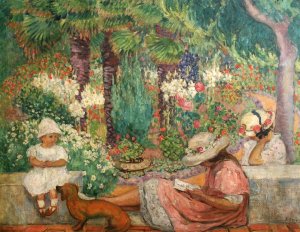 In the Palms at Sainte Maxime by Henri Lebasque Oil Painting