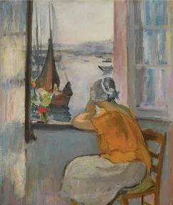 Jeuen femme devant la fenetre ouverte a l'Ile d'Yeu by Henri Lebasque Oil Painting