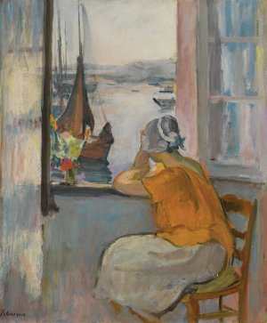 Jeune Femme Devant La Fenetre Ouverte a L'ile D'yeu by Henri Lebasque Oil Painting