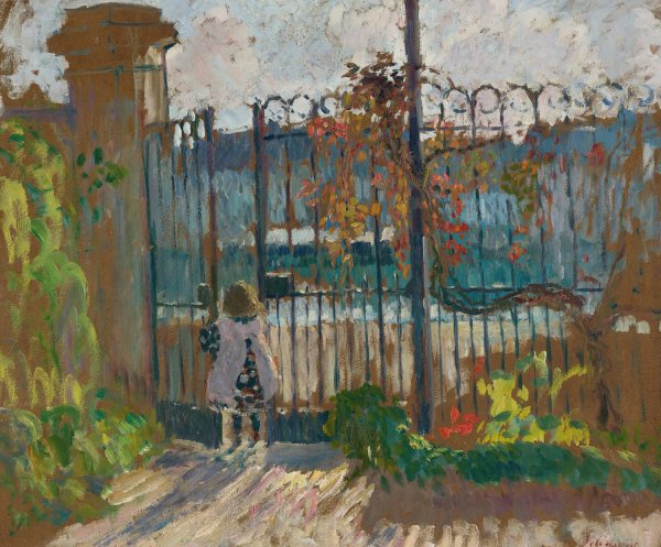 Lagny, Nono a La Grille Du Jardin  by Henri Lebasque - Hand-Painted Oil Painting Reproduction