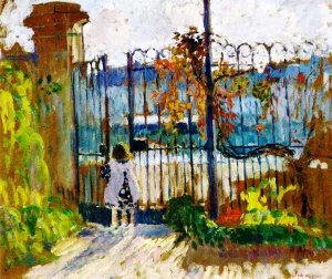Lagny, Nono at the Garden Gate by Henri Lebasque - Oil Painting Reproduction