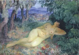 Large Nude at Cannes by Henri Lebasque - Oil Painting Reproduction