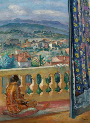 Le Cannet, Le Rideau Bleu by Henri Lebasque Oil Painting