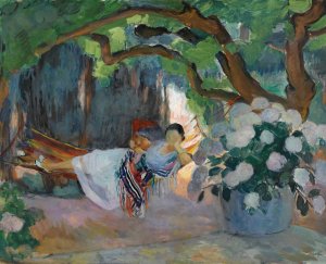 Le Pradet, Jeune Femme Au Hamac by Henri Lebasque Oil Painting