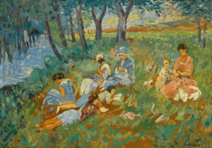 Les Andelys, La Famille Lebasque Au Bord De L'eau by Henri Lebasque Oil Painting