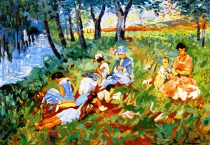 Les Andelys, The Lebasque Family by the Water painting by Henri Lebasque