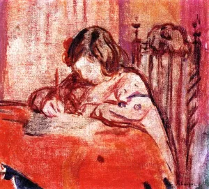 Little Girl Writing by Henri Lebasque - Oil Painting Reproduction