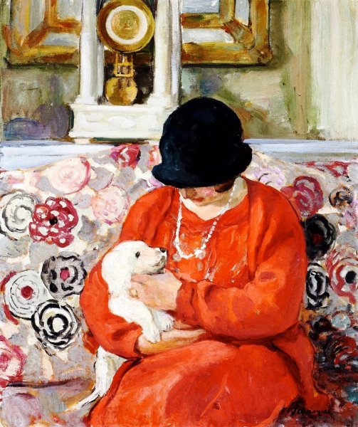 Little White Dog by Henri Lebasque - Hand-Painted Oil Painting Reproduction