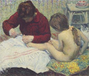 Madame Lebasque with Daughter by Henri Lebasque Oil Painting