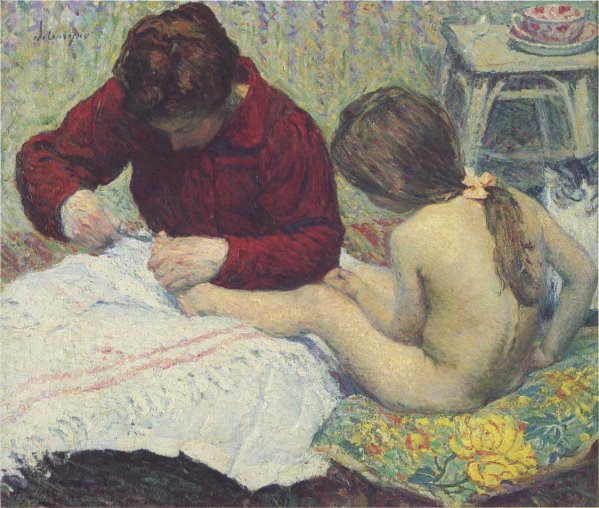 Main Product Photo of Madame Lebasque with Daughter Painting by Henri Lebasque