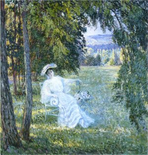 Madame Vian Seated in the Park by Henri Lebasque Oil Painting