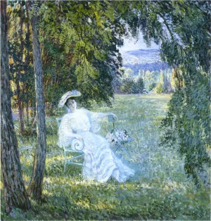 Madame Vian Seated in the Park by Henri Lebasque - Oil Painting Reproduction
