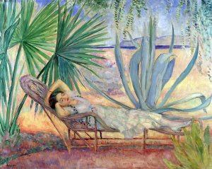 Maiden Resting in the Garden Oil painting by Henri Lebasque