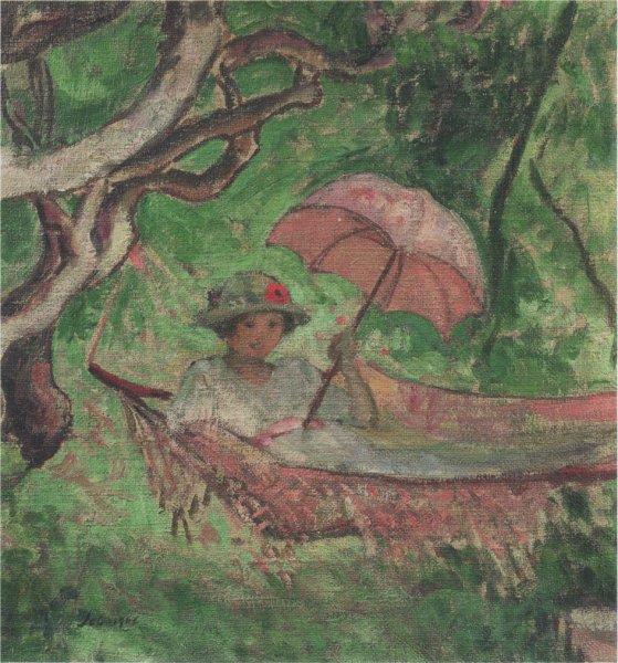 Main Product Photo of Marthe at the villa in Saint Maxime Painting by Henri Lebasque