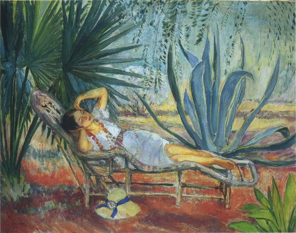Marthe in a lounge at St Tropez by Henri Lebasque - Hand-Painted Oil Painting Reproduction