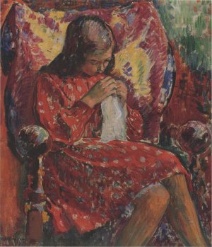 Marthe Sewing by Henri Lebasque Oil Painting