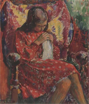 Marthe Sewing Oil painting by Henri Lebasque