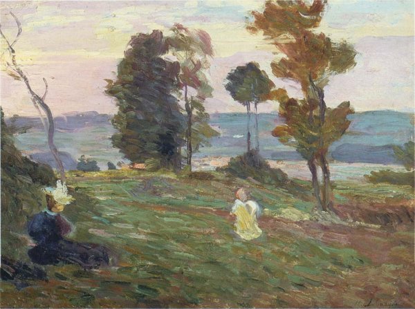 Mother and Child in the Fields by Henri Lebasque - Hand-Painted Oil Painting Reproduction