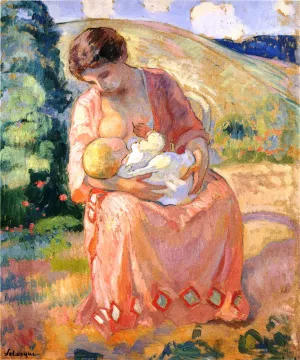 Mother and Child by Henri Lebasque Oil Painting
