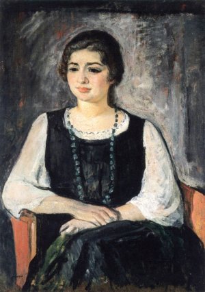 Nono in a Green Necklace by Henri Lebasque Oil Painting