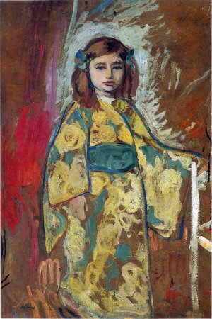 Nono in a Japanese Robe by Henri Lebasque Oil Painting
