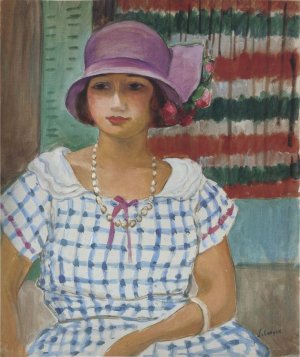 Nono in a Pink Hat by Henri Lebasque Oil Painting