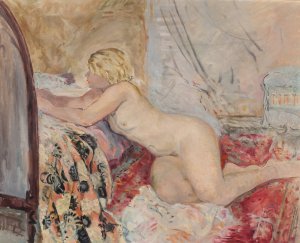 Nu allonge contre un lit by Henri Lebasque Oil Painting