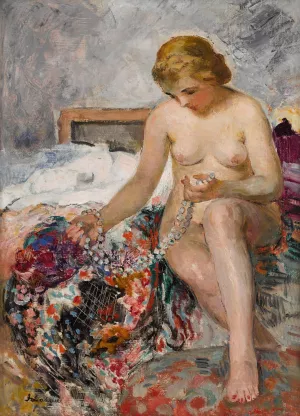 Nu au collier by Henri Lebasque Oil Painting