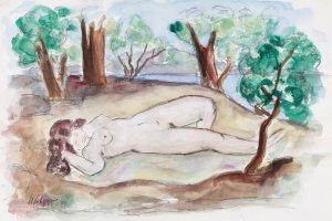 Nu couche dans un paysage a Saint-Tropez by Henri Lebasque Oil Painting