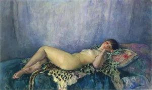 Nude on a Leopard Skin by Henri Lebasque - Oil Painting Reproduction