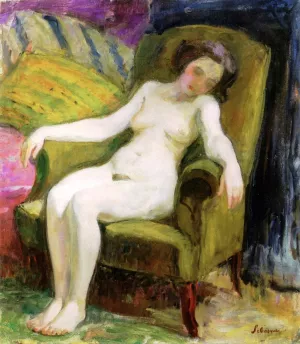 Nude on an Armchair by Henri Lebasque Oil Painting
