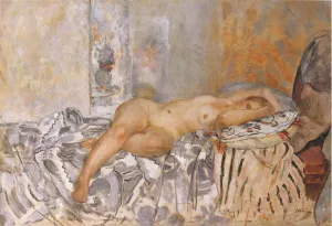 Nude on Spanish Blanket by Henri Lebasque Oil Painting