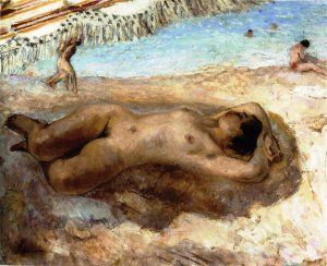 Nude on the Beach by Henri Lebasque Oil Painting