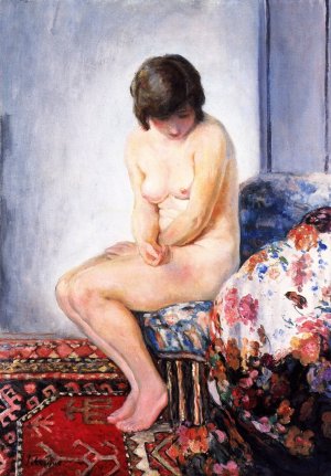 Nude with Red Carpet by Henri Lebasque Oil Painting
