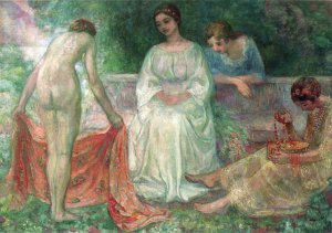 Offering in the Garden Oil painting by Henri Lebasque
