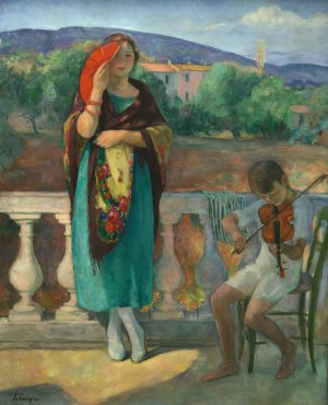 On The Balcony by Henri Lebasque Oil Painting