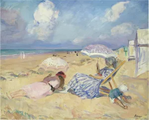 On the Beach by Henri Lebasque - Oil Painting Reproduction