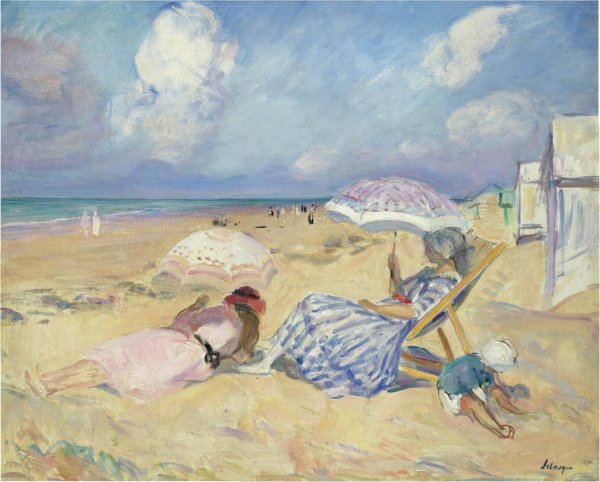 On the Beach by Henri Lebasque - Hand-Painted Oil Painting Reproduction