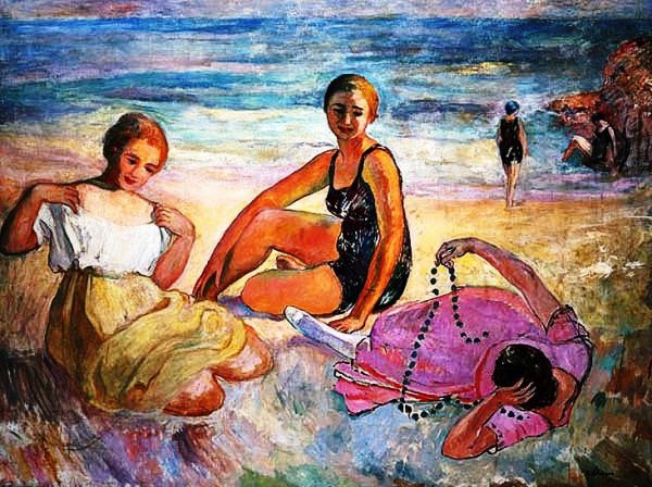 On the Beach II by Henri Lebasque - Hand-Painted Oil Painting Reproduction