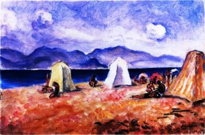 On the Beach by Henri Lebasque Oil Painting